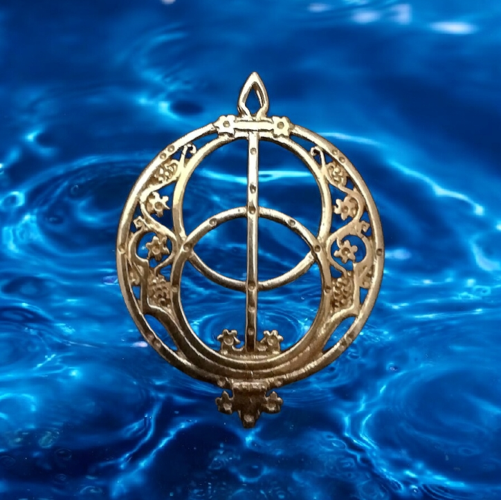 Large Brass Chalice Well Pendant