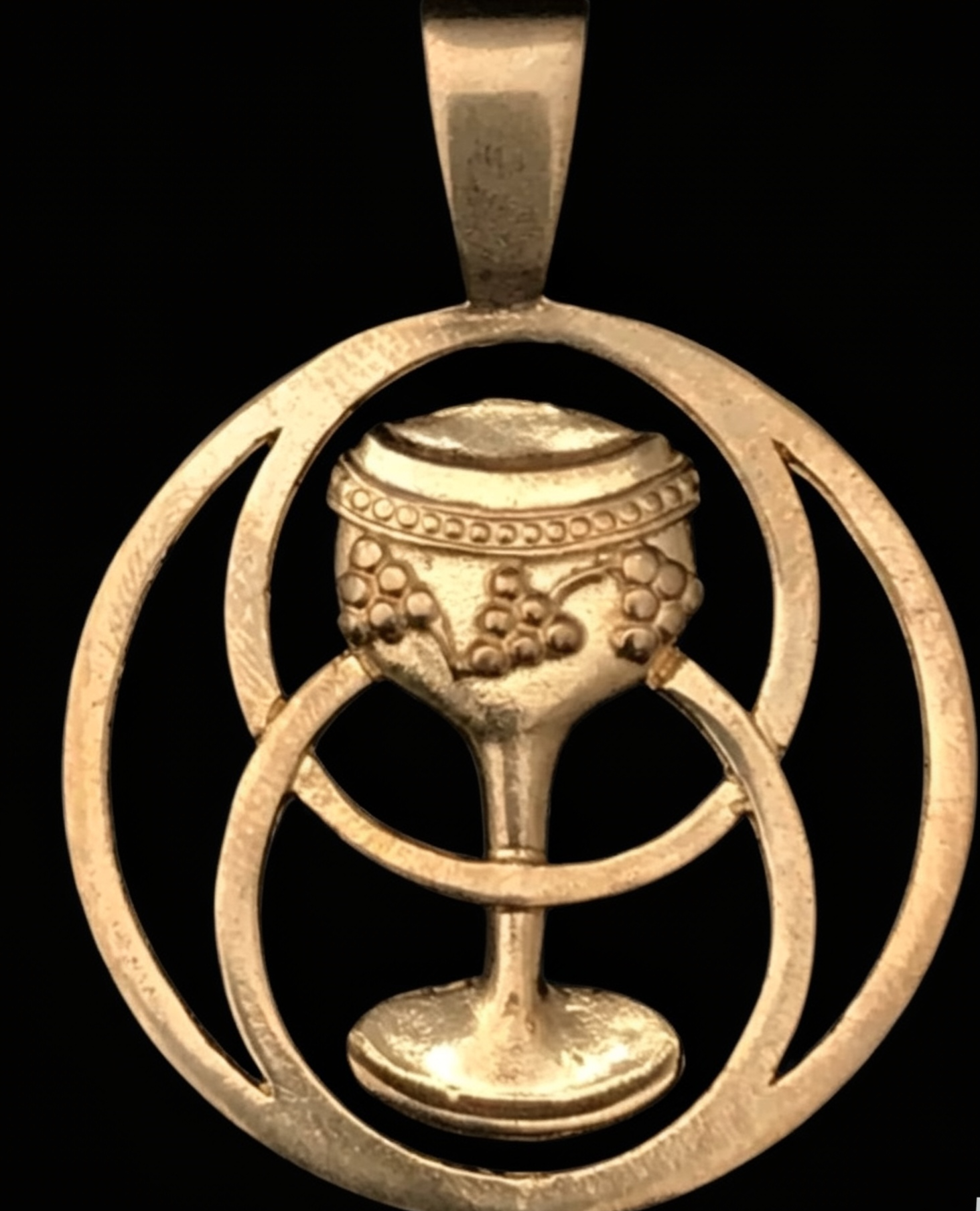 Handmade Brass Vesica Piscis Inlaid Chalice Pendant