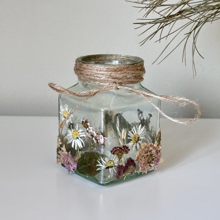 Cute Simple Cottage Core Style Recycled pressed Flower Glass Jar