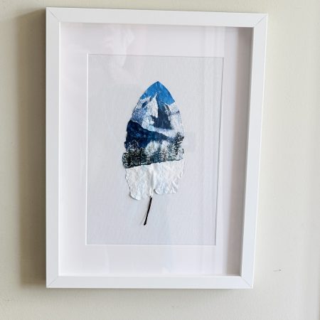 Snowy Mountain Original Sustainable Winter Themed Acrylic Leaf Art