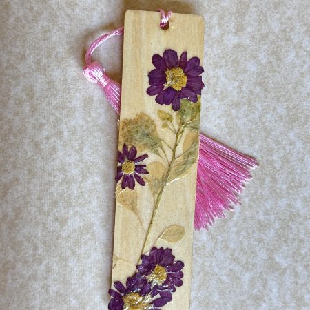 Elegant Multi-coloured Spring Themed Rustic Cottage Core Style Pressed Flower Wooden Bookmark
